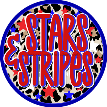 Wreath Sign, Stars and Stripes Sign, Round Patriotic Sign, DECOE-543, Sign For Wreath, DecoExchange - DecoExchange